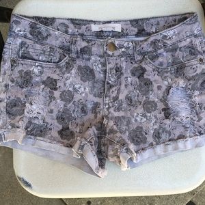 Denim Floral Shorts